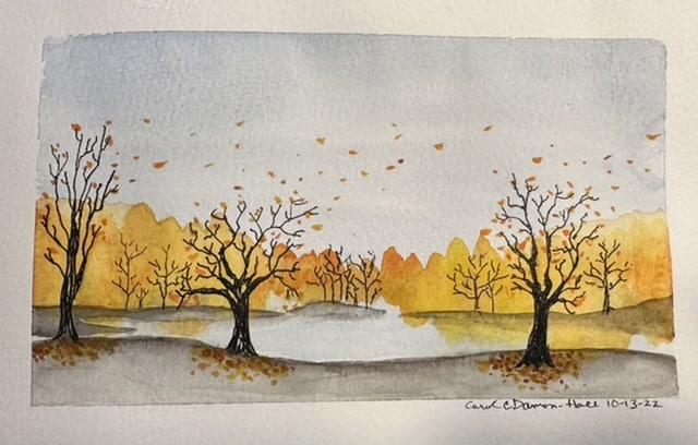 Read more about the article Fall/Autumn Watercolor!  By Carol